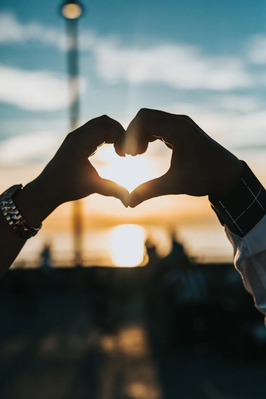 Sunset Couple Heart Silhouette