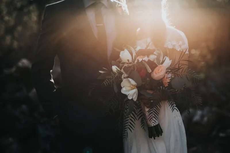 Sunset Bridal Portrait with Floral Bouquet